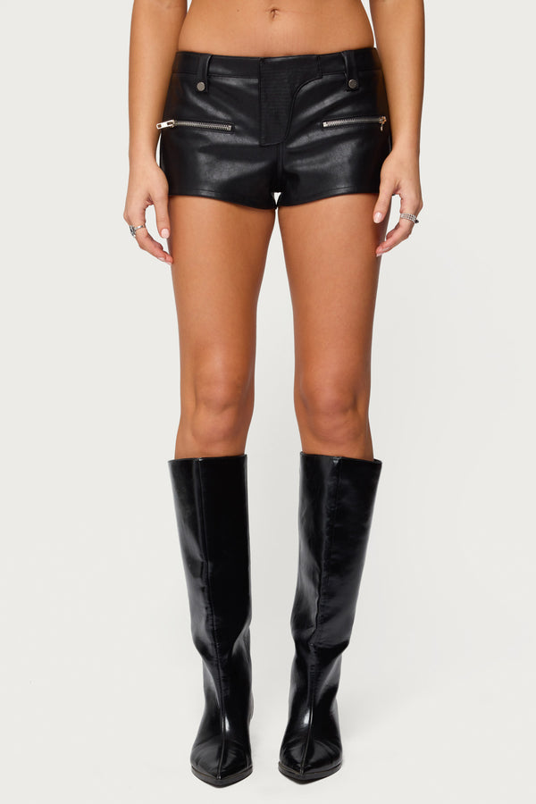 Labella Faux Leather Micro Shorts