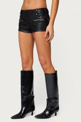Labella Faux Leather Micro Shorts