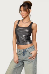 Laidie Metallic Tank Top