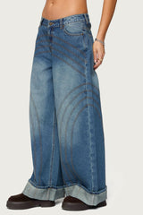 Cuffed Low Rise Baggy Jeans