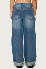 Cuffed Low Rise Baggy Jeans