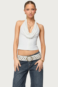 Hook & Eye Cowl Neck Halter Top