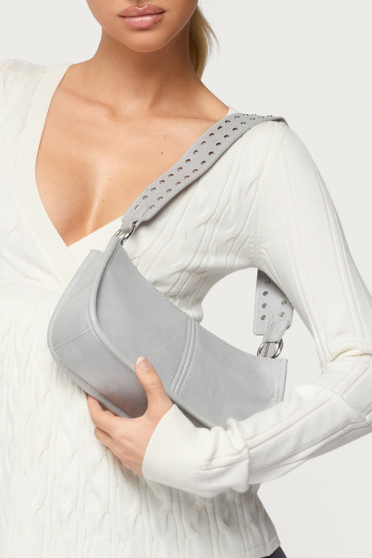 Studded Strap Faux Leather Bag