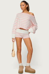 Saphi Striped Foldover Knit Shorts