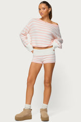 Saphi Striped Foldover Knit Shorts
