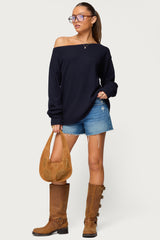 Damari Off Shoulder Oversized Waffle Top