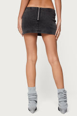 Lace Up Stretchy Denim Mini Skort