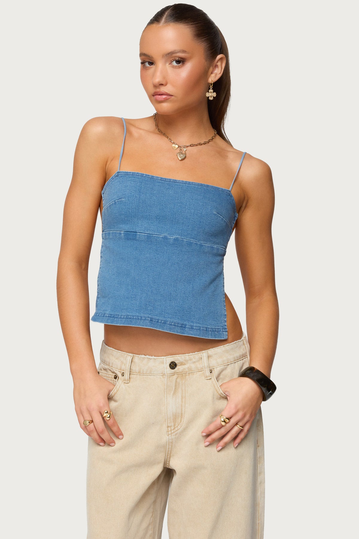 Conley Backless Denim Top