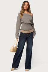 Carmela Iridescent Button Off Shoulder Sweater