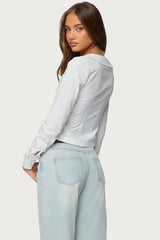 Scoop Neck Tailored Button Up Shirt