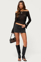 Alef Sheer Lace Off Shoulder Top