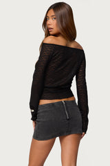 Alef Sheer Lace Off Shoulder Top