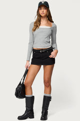 Joana Layered Lacey Henley Top