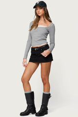 Joana Layered Lacey Henley Top