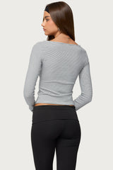 Loria Striped Boat Neck Top