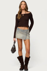 Khari Keyhole Pointelle Knit Top