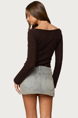Khari Keyhole Pointelle Knit Top