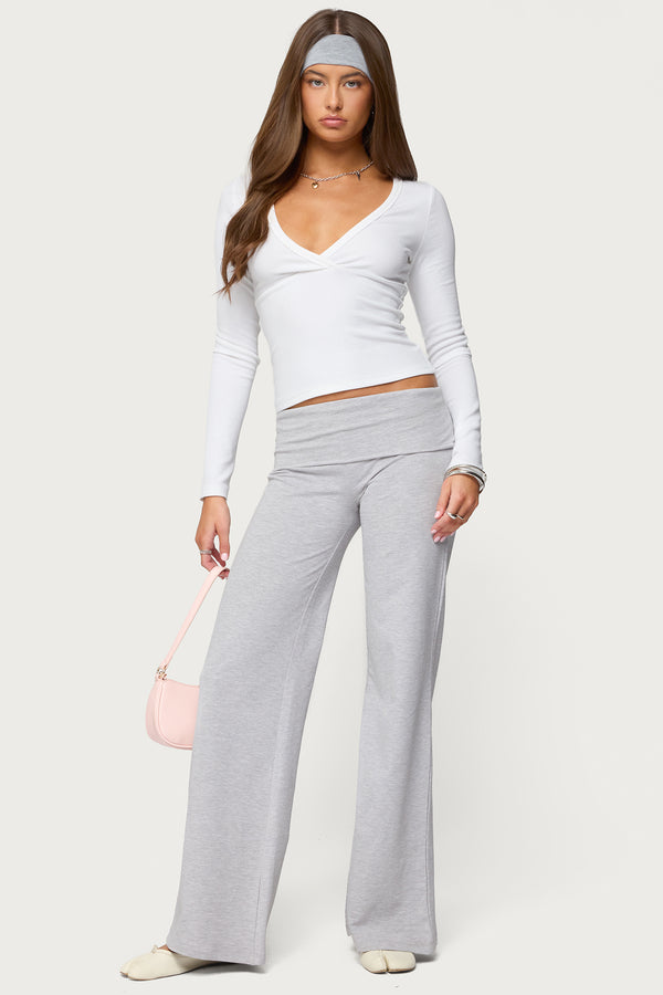 Wide Leg Foldover Pants
