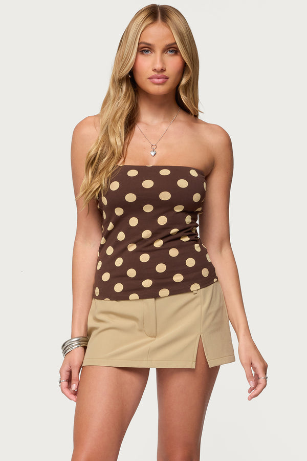 Polka Dot Built In Bra Tube Top