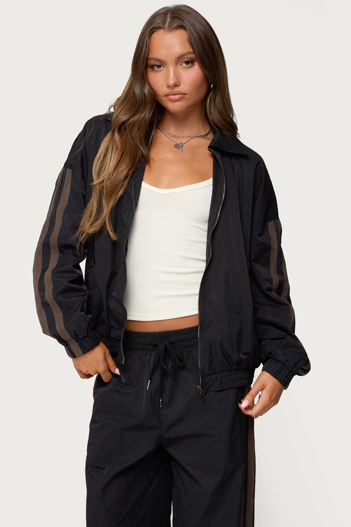 Kieran Stripey Nylon Track Jacket