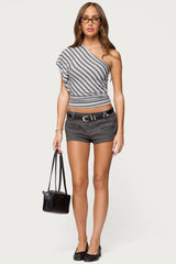 Asymmetric Striped One Shoulder Top