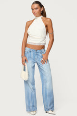 Tera Striped Low Rise Straight Leg Jeans