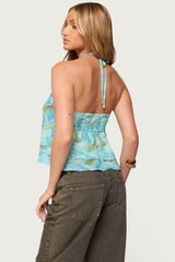 Dragon Lily Layered Chiffon Halter Top
