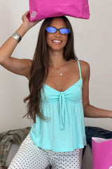 Michey Tie Front Babydoll Tank Top