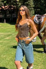 Plaid Lace Up Corset