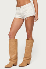 Frayed Vintage Washed Denim Shorts