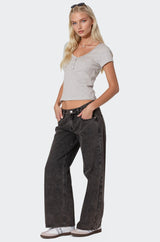 Petite Raelynn Washed Low Rise Baggy Jeans