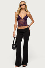 Sheer Lace Cut Out Tank Top