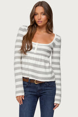 Lockie Striped Knit Babydoll Top