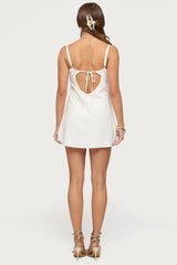 Iman Embroidered Cotton Cutout Mini Dress