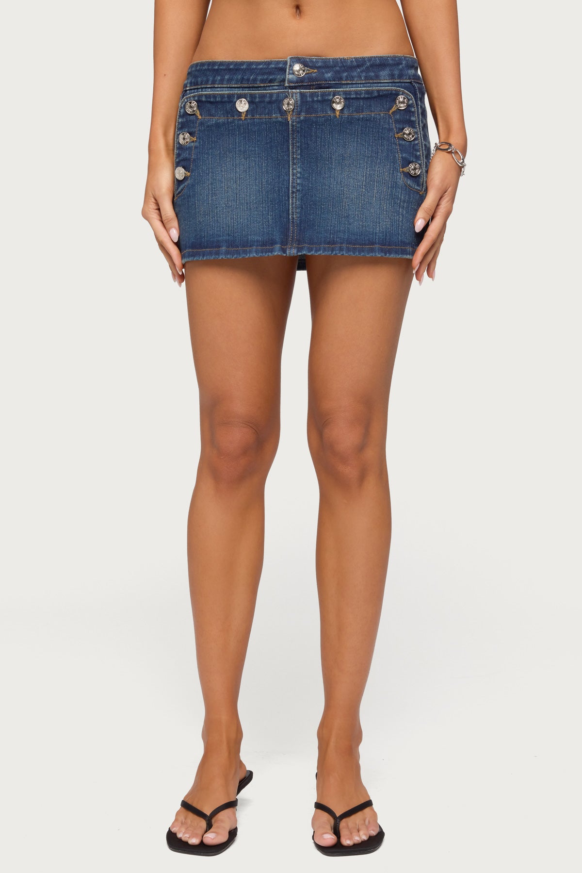 Fridie Buttoned Denim Mini Skort