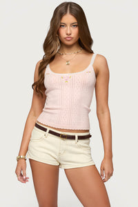 Rosaliee Pointelle Knit Tank Top