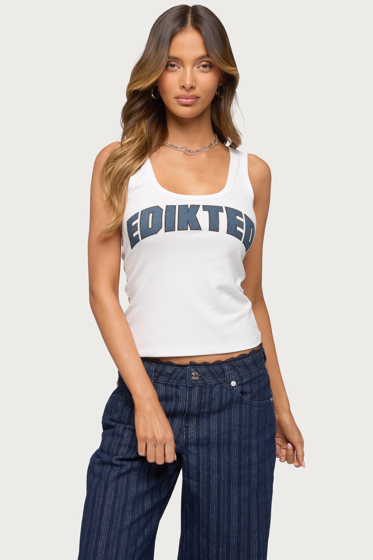 Edikted Girly Ribbed Tank Top