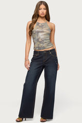 Kianni Studded Spiral Low Rise Baggy Jeans