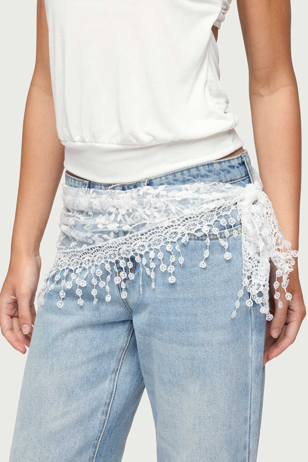 Sparkle Floral Sheer Lace Waist Scarf