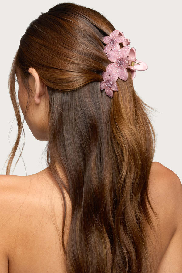 Faux Crystal Flower Hair Clip