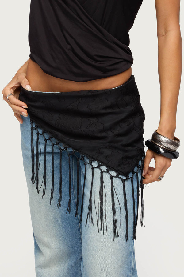 Floral Fringed Waist Scarf