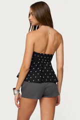 Izzey Polka Dot Strapless Babydoll Top
