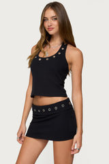 Havana Grommet Ribbed Halter Top