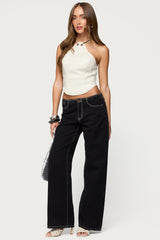 Kizzie Faux Leather Halter Top