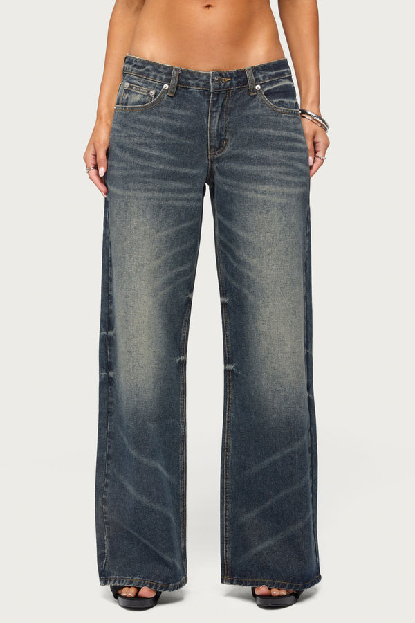 Raelynn Washed Low Rise Baggy Jeans