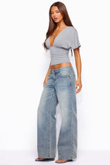 Raelynn Washed Low Rise Baggy Jeans