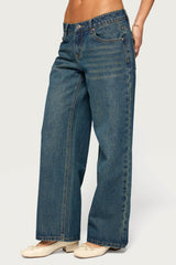 Petite Raelynn Washed Low Rise Baggy Jeans