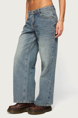 Petite Raelynn Washed Low Rise Baggy Jeans