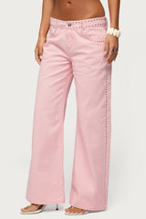 Quincy Studded Low Rise Baggy Jeans
