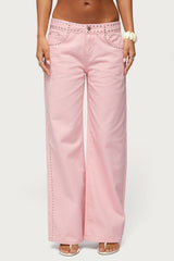 Quincy Studded Low Rise Baggy Jeans
